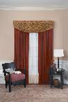 Wide single swag with drapery panels and sheers --Boca Baton Condominium