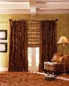 Curtains over Flat Woven Wood Roman Shades -- Lake Worth Home
