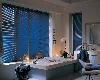 Cool Blue Horizontal Mini-Blinds in modern Delray Beach Florida Bathroom