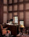 Stately office in Delray Beach Florida Featuring mauve tone Hunter Douglas Honeycomb/Cellular Shades/Blinds