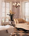 Sheer Roman Window Shades/Blinds with angled drapery panels-- Jupiter Florida