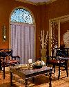Window Treatments For Sliding Glass Patio Doors Faux Iron plus Vertical Blinds/Verticals mounted below arch for this stately Delray Beach Sitting Room