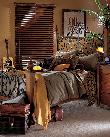 Rustic Horizontal Wood Blinds In bedroom -- Delray Beach Residence