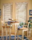 Horizontal White Wood Blinds with decorative tapes -- Tequesta Florida Kitchen