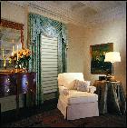 Swag SingleTop Treatment with drapery panels -- Hunter Douglas Vignette Shade -- Lake Worth Home in Florida