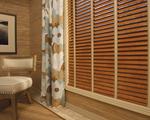 Beautifully coordinated horizontal wood blinds with decorative tapes -- Delray Beach Florida