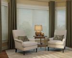 2 inch white horizontal Faux Wood Blinds with contrasting drapery panels-- Downtown --West Palm Beach Florida