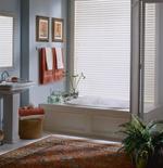 Faux Wood horizontal 2 inch blinds provide privacy in this Lake Worth Florida Bathroom