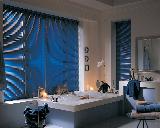 Hunter Douglas Horizontal Aluminum Mini-Blinds Installed in a modern Palm Beach Gardens Bathroom