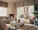 Plantation Shutters in conjunction with Box Pleated Top Treatment Valance -- Jupiter Florida Residence