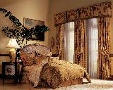 Matching Master Bedroom Ensemble with box pleated valance and custom bedding including Luminette Blinds/Shades -- Jupiter Florida