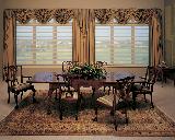 Swag Window Treatment with Cascades and jabots... Silhouette Shades Blinds are inside mounted -- Jupiter Golf Course View