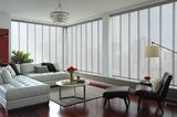 beautiful Cityview in West Palm Beach Florida Family Room -- -- Hunter Douglas Skyline Gliding Window Panels Blinds For Sliding Glass Doors -- Translucent solar material
