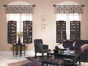Delray Beach --Pole box pleated valances with shutters