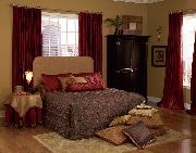 Custom-made bedding and headboard and coordinated bedding for this lake worth Florida home