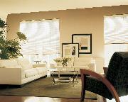 Translucent Pleated Shades min this modern living room-- Jupiter Florida Oceanfront