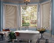 Horizontal Mini-Blinds add privacy and beauty to this traditional bathroom in Delray Beach Florida