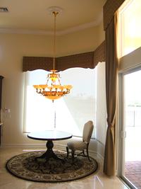 Bay Windows with cornice and motorized solar shades/blinds -- Jupiter Florida