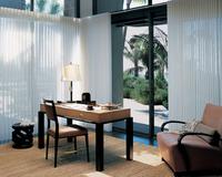 Luminette Shades/blinds opening to oceanfront view on Sliding Glass Doors  in Singer Island Florida