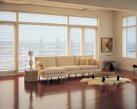Modern living room in downtown West Palm Beach featuring Silhouette Shades