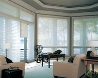 Hunter Douglas Silhouette shades covering transom in full Windows -- Intracoastal West Palm Beach Florida view
