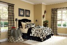 Black, White, and Beige come together in this finely coordinated bedroom including custom bedding and drapery panels --Lake Worth Florida
