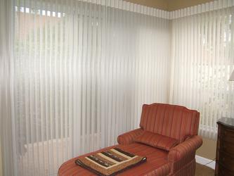 Sheer Panels Hunter Douglas Luminette Shades/Blinds flush mount at the corner -- Palm Beach Gardens Florida Residence
