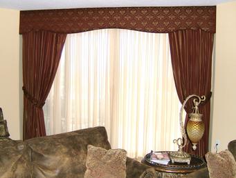 Singer island residence -- Coordinating shaped cornice and sheer drapery panels with sheers
