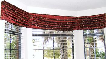 Swag Top Treatment with inside mounted horizontal wood blinds -- Wellington Florida Home