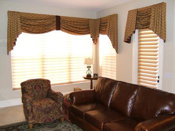 Swag Top Treatments with Hunter Douglas Silhouette sheer shades/blinds -- West Palm Beach