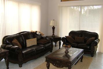 Hunter Douglas Luminette Shades/Blinds in living room -- Wellington Florida