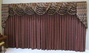 Large Swag Top Treatment with Room Darkening Traversing Draperies -- Lake Worth Home
