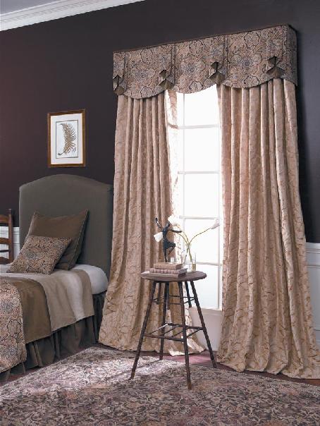 Scalloped top treatment with puddled drapery panels --Delray Beach Florida