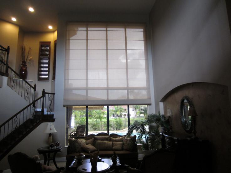 Motorized Solar Screen Shade Roman Style-- Wellington/West Palm Beach Florida