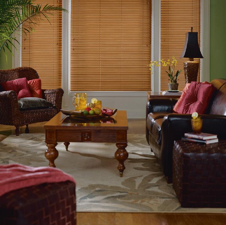 Two inch Maple Horizontal Faux Wood Blinds in Juno Beach/Jupiter Florida Living Room