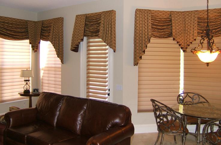 Hunter Douglas Sheer Silhouette Shades/Blinds with Swag Top Treatment -- Breakers West, West Palm Beach