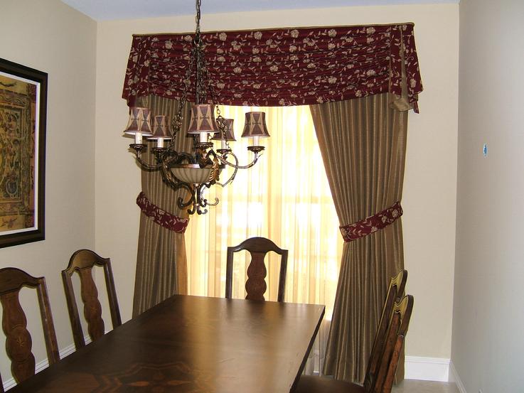 Drape Sheers and Tied Back Drapery Panels In Dining Room in West Palm Beach Florida Home
